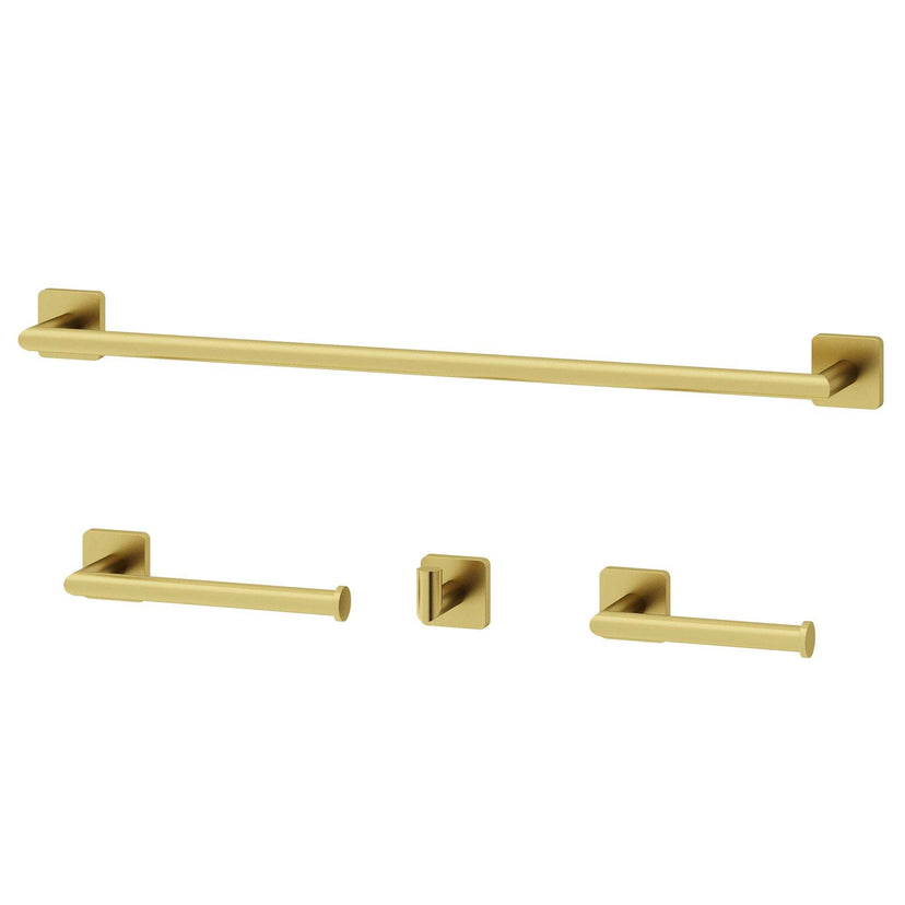 Satro 4-Piece Bath Hardware Set with 24 in. Towel Bar, Toilet Paper Holder, Hand Towel Holder, Hook