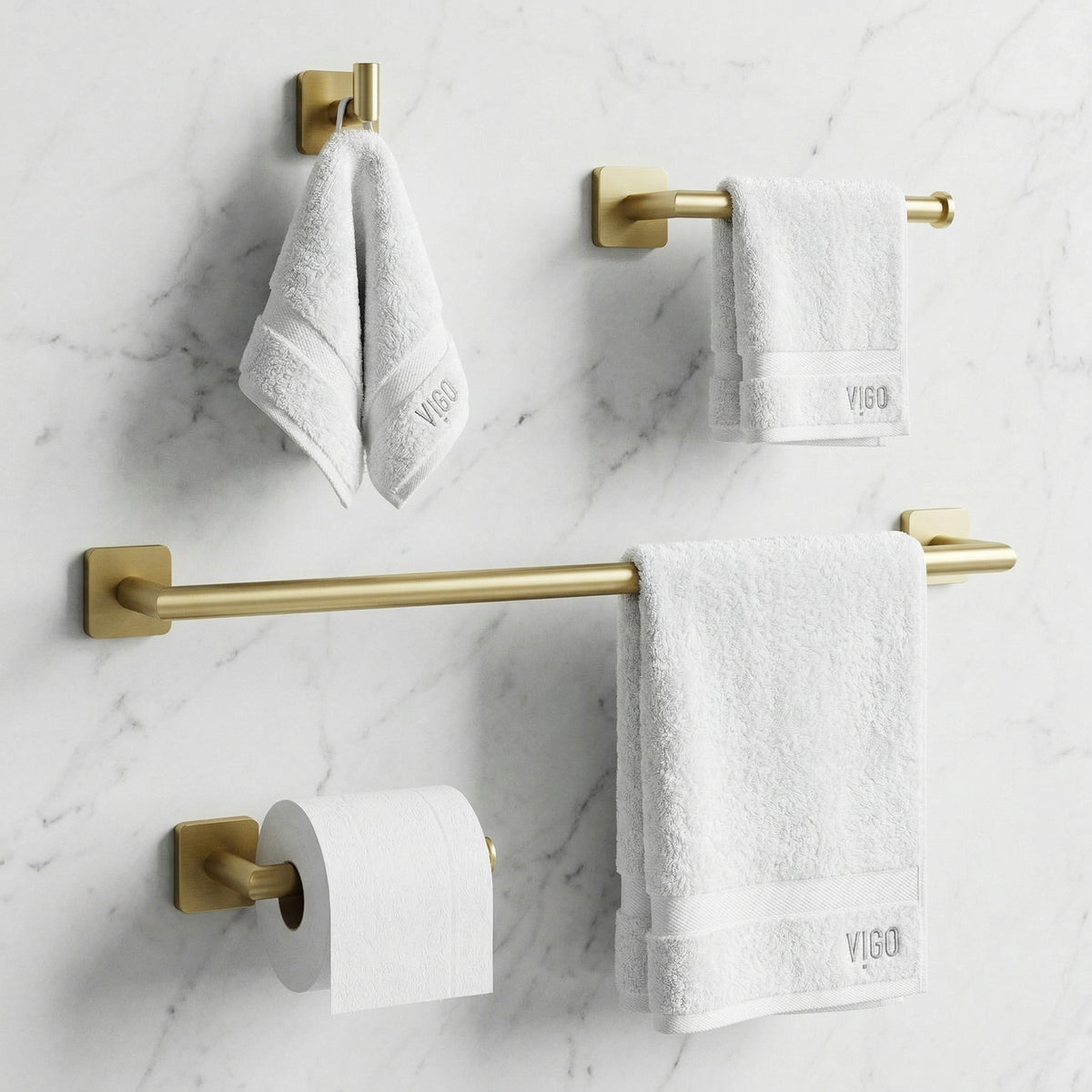 Satro 4-Piece Bath Hardware Set with 24 in. Towel Bar, Toilet Paper Holder, Hand Towel Holder, Hook
