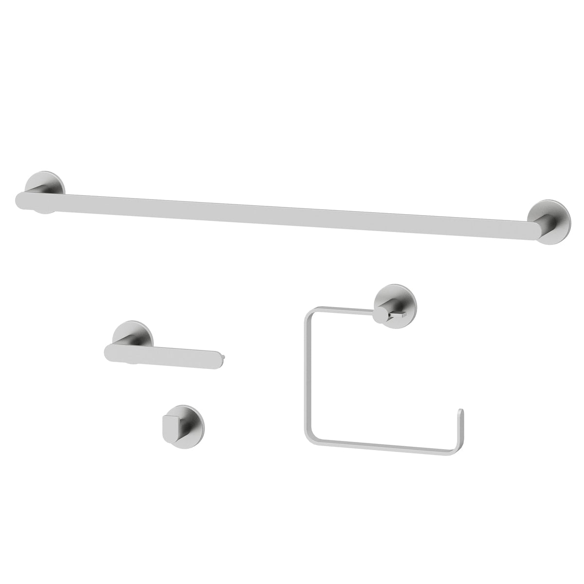 Arden 4-Piece Bath Hardware Set with 24 in. Towel Bar, Toilet Paper Holder, Hand Towel Holder, Hook