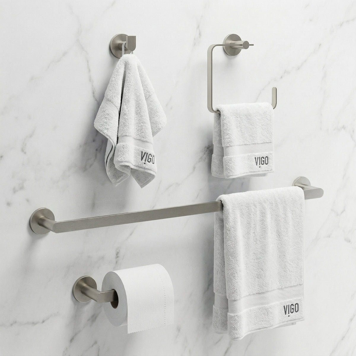 Arden 4-Piece Bath Hardware Set with 24 in. Towel Bar, Toilet Paper Holder, Hand Towel Holder, Hook