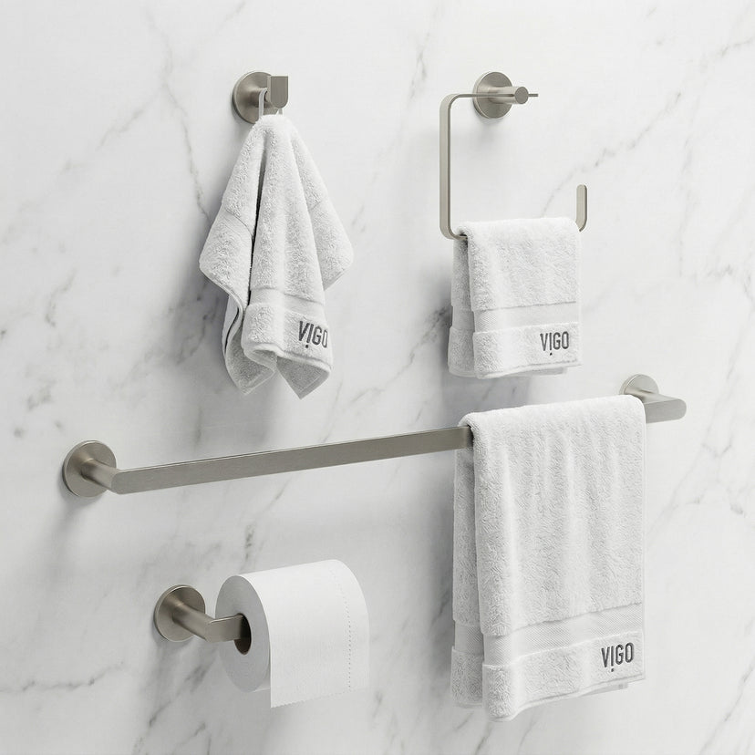 Arden 4-Piece Bath Hardware Set with 24 in. Towel Bar, Toilet Paper Holder, Hand Towel Holder, Hook