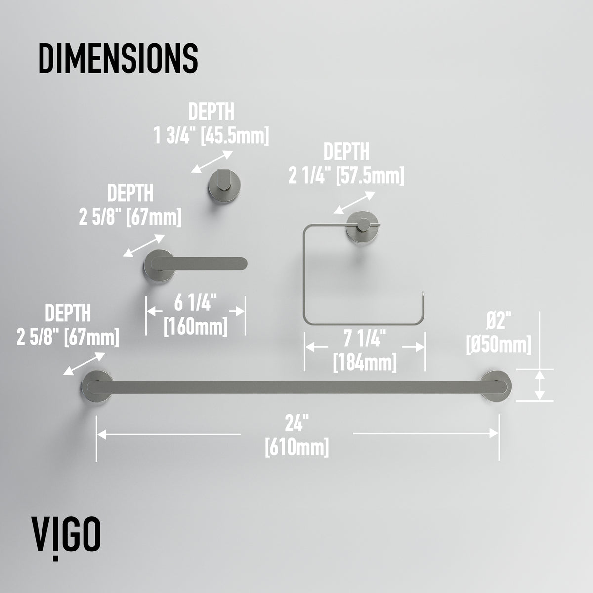 Arden 4-Piece Bath Hardware Set with 24 in. Towel Bar, Toilet Paper Holder, Hand Towel Holder, Hook