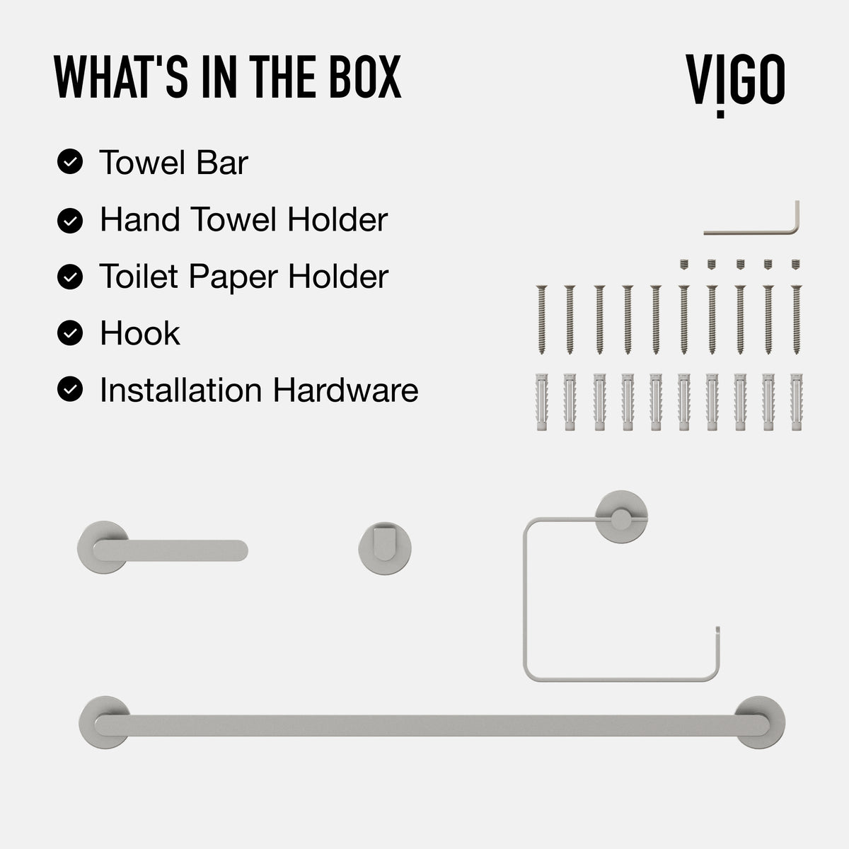 Arden 4-Piece Bath Hardware Set with 24 in. Towel Bar, Toilet Paper Holder, Hand Towel Holder, Hook