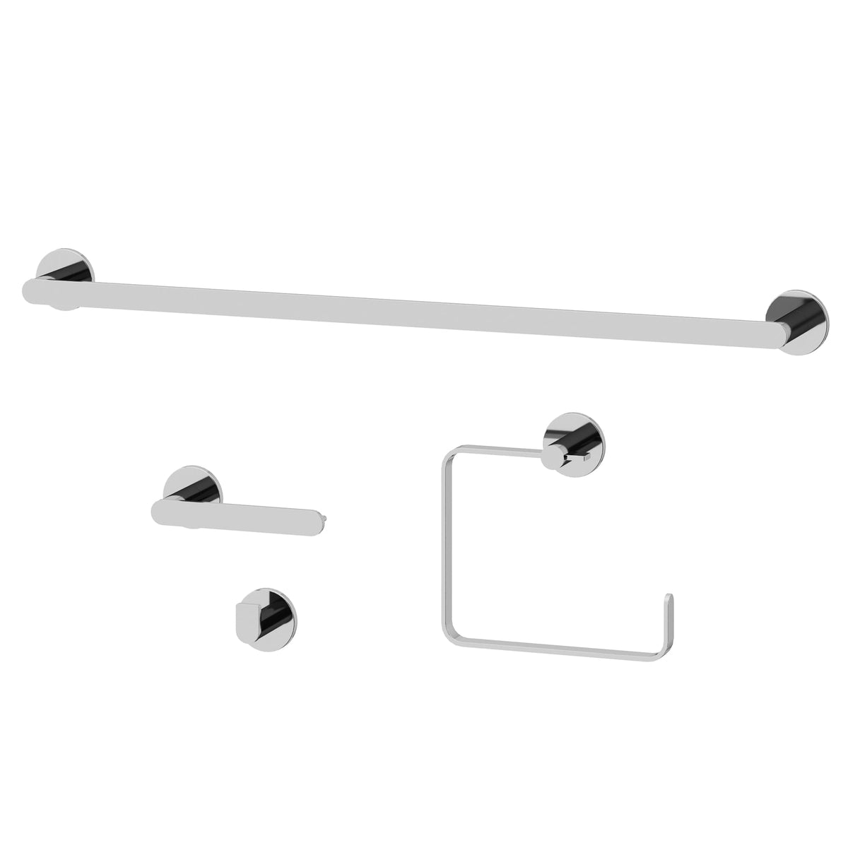 Arden 4-Piece Bath Hardware Set with 24 in. Towel Bar, Toilet Paper Holder, Hand Towel Holder, Hook