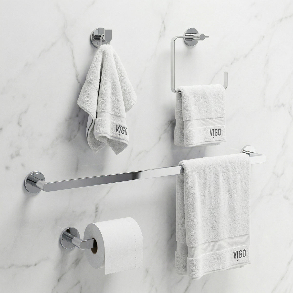 Arden 4-Piece Bath Hardware Set with 24 in. Towel Bar, Toilet Paper Holder, Hand Towel Holder, Hook