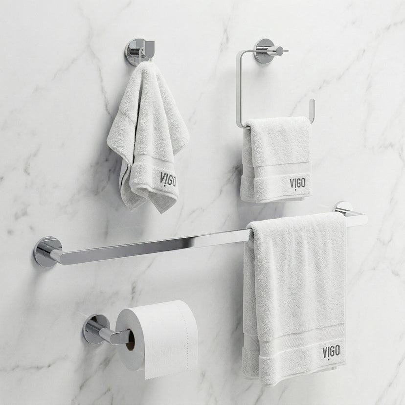 Arden 4-Piece Bath Hardware Set with 24 in. Towel Bar, Toilet Paper Holder, Hand Towel Holder, Hook