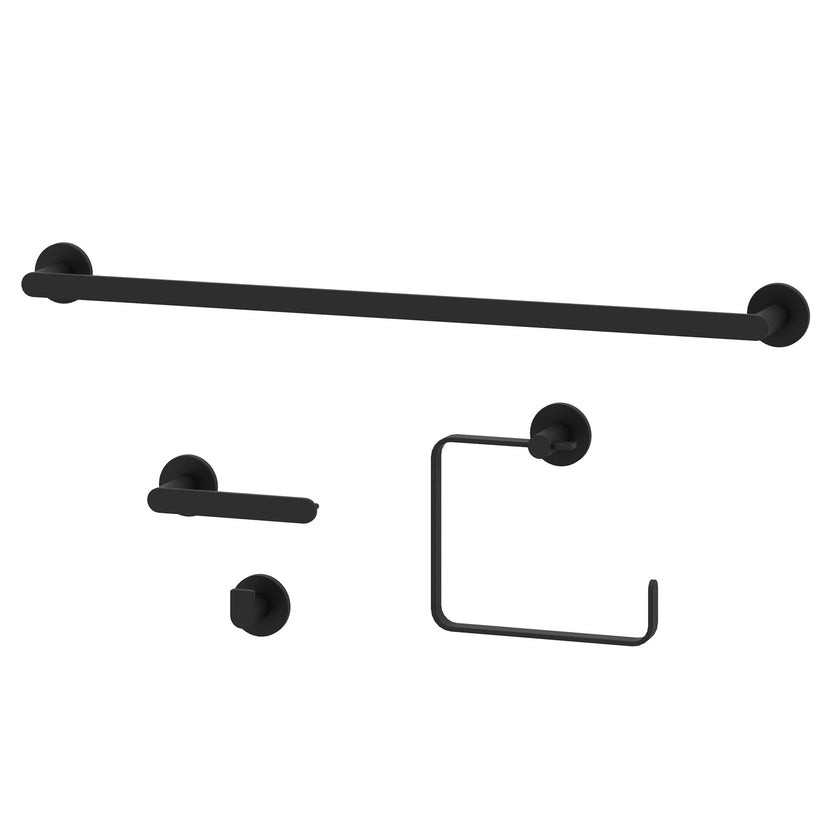 Arden 4-Piece Bath Hardware Set with 24 in. Towel Bar, Toilet Paper Holder, Hand Towel Holder, Hook