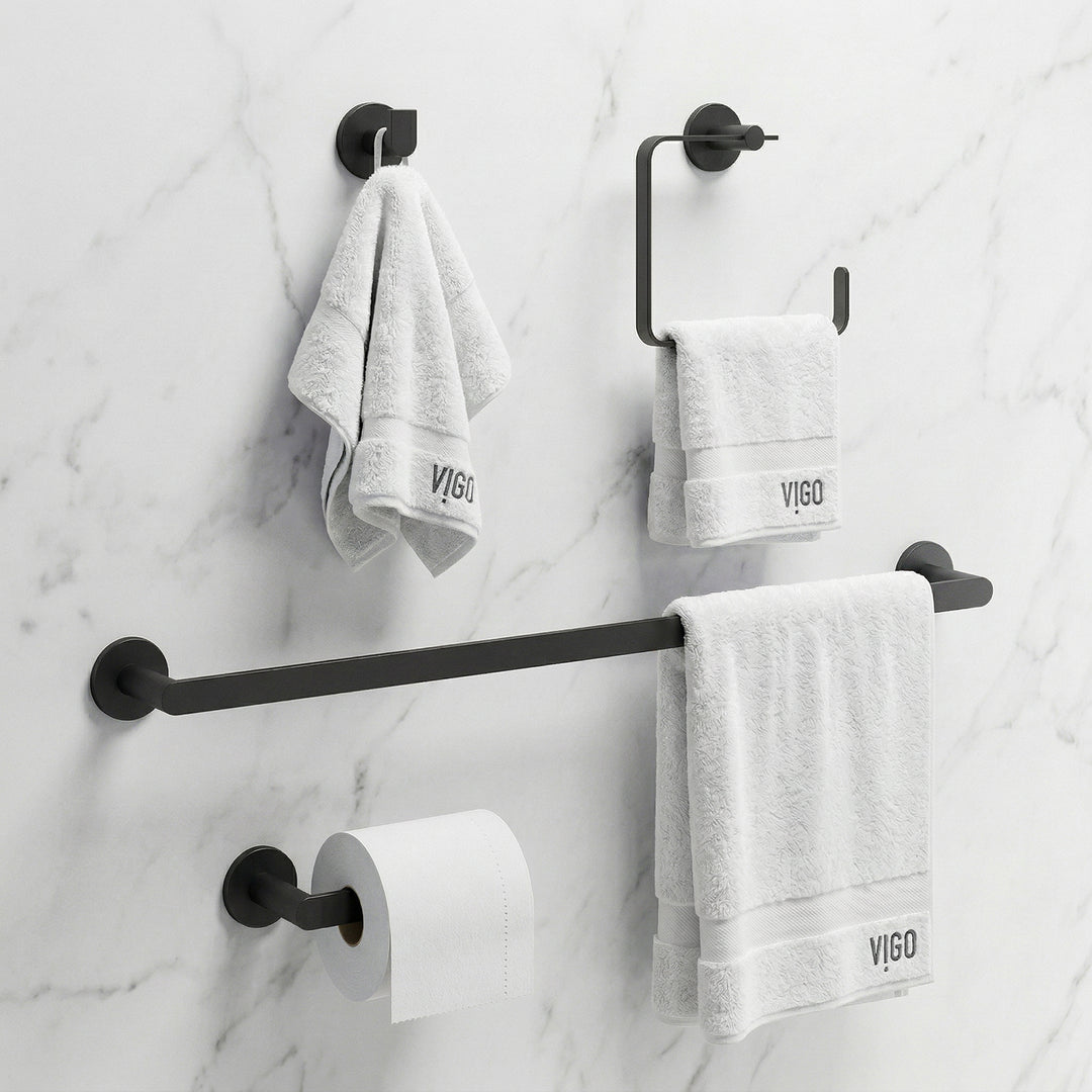 Arden 4-Piece Bath Hardware Set with 24 in. Towel Bar, Toilet Paper Holder, Hand Towel Holder, Hook