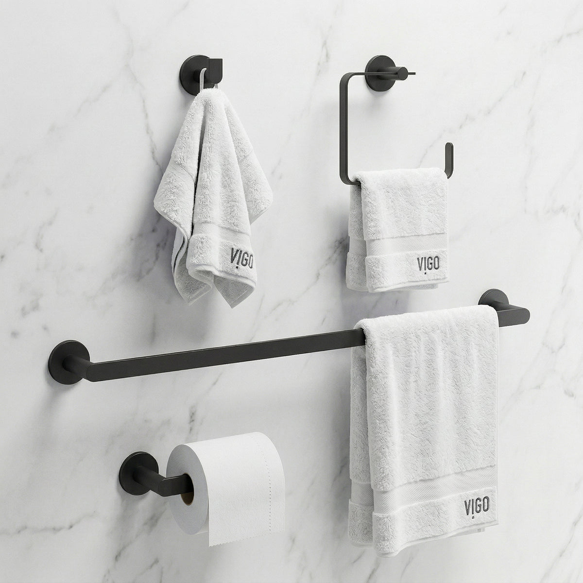 Arden 4-Piece Bath Hardware Set with 24 in. Towel Bar, Toilet Paper Holder, Hand Towel Holder, Hook