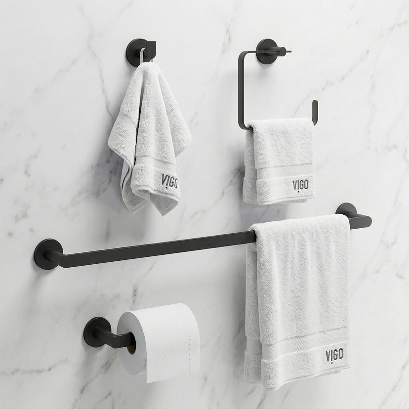 Arden 4-Piece Bath Hardware Set with 24 in. Towel Bar, Toilet Paper Holder, Hand Towel Holder, Hook