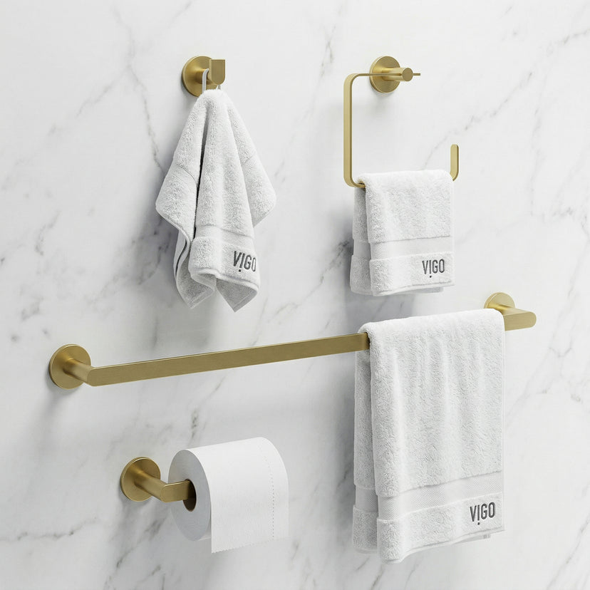 Arden 4-Piece Bath Hardware Set with 24 in. Towel Bar, Toilet Paper Holder, Hand Towel Holder, Hook