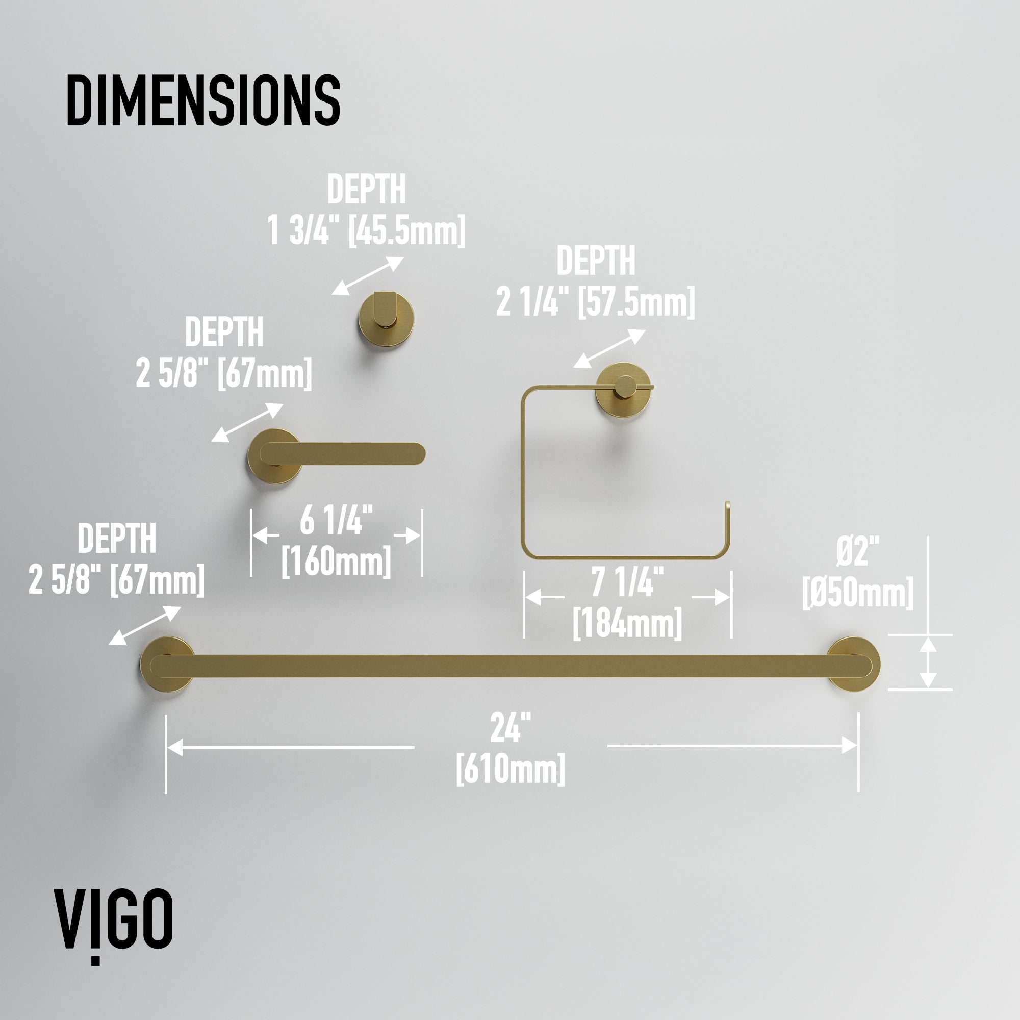 Arden 4-Piece Bath Hardware Set with 24 in. Towel Bar, Toilet Paper Holder, Hand Towel Holder, Hook