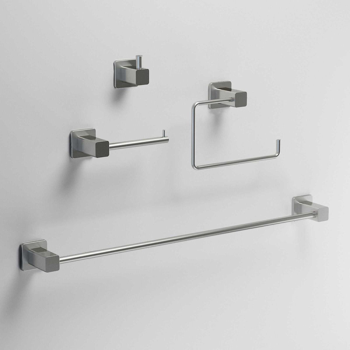 Meridian 4-Piece Bath Hardware Set with 24 in. Towel Bar, Toilet Paper Holder, Hand Towel Holder, Hook