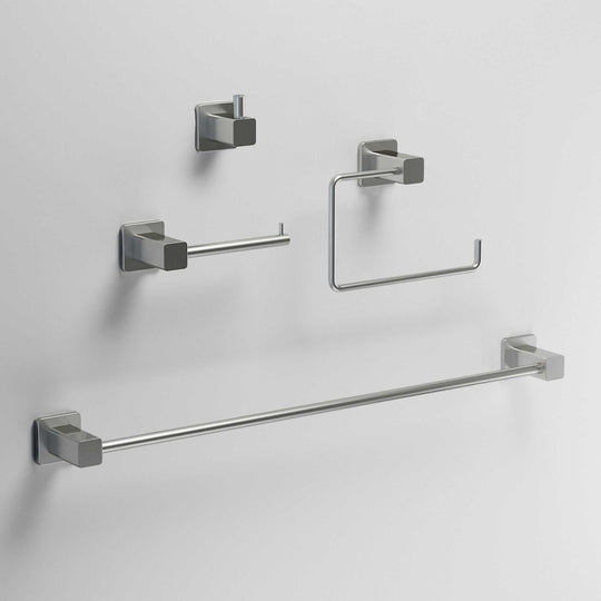 Meridian 4-Piece Bath Hardware Set with 24 in. Towel Bar, Toilet Paper Holder, Hand Towel Holder, Hook
