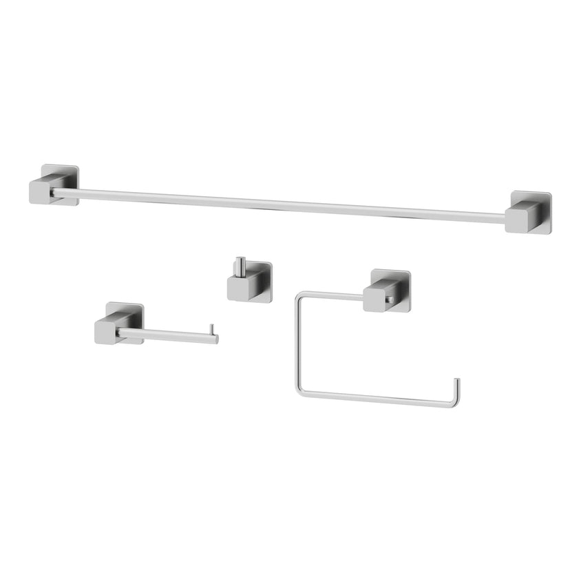 Meridian 4-Piece Bath Hardware Set with 24 in. Towel Bar, Toilet Paper Holder, Hand Towel Holder, Hook
