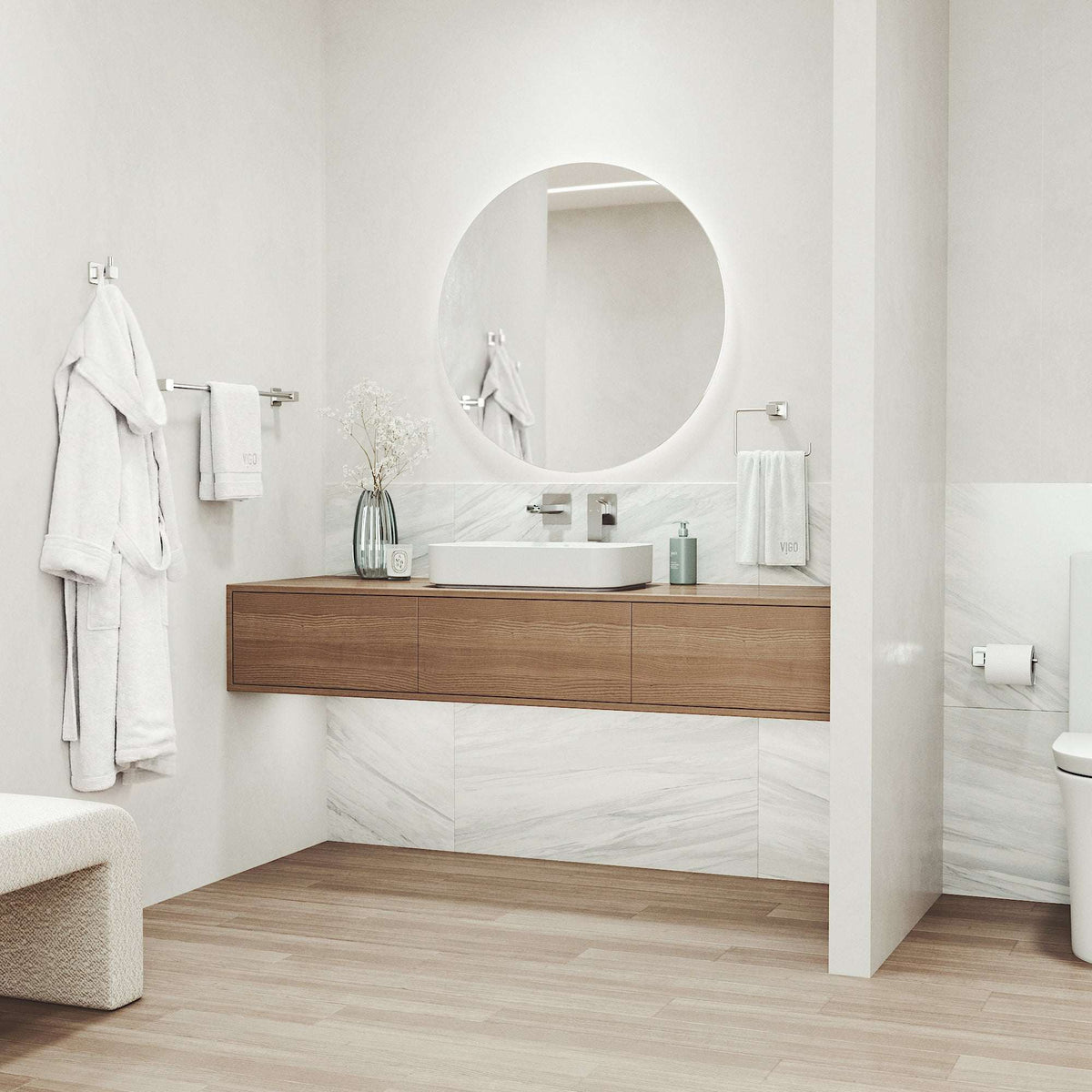 Meridian 4-Piece Bath Hardware Set with 24 in. Towel Bar, Toilet Paper Holder, Hand Towel Holder, Hook