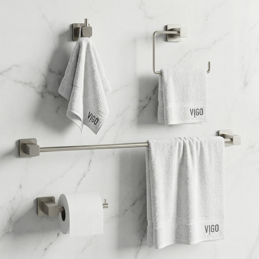 Meridian 4-Piece Bath Hardware Set with 24 in. Towel Bar, Toilet Paper Holder, Hand Towel Holder, Hook