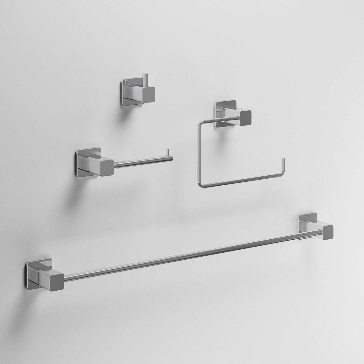 Meridian 4-Piece Bath Hardware Set with 24 in. Towel Bar, Toilet Paper Holder, Hand Towel Holder, Hook