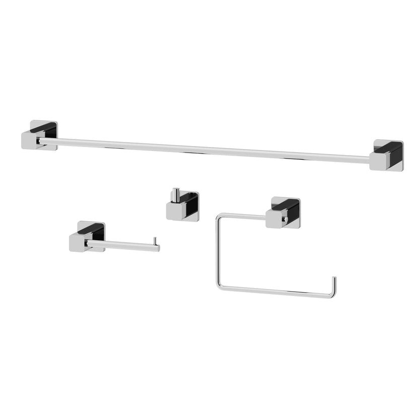 Meridian 4-Piece Bath Hardware Set with 24 in. Towel Bar, Toilet Paper Holder, Hand Towel Holder, Hook