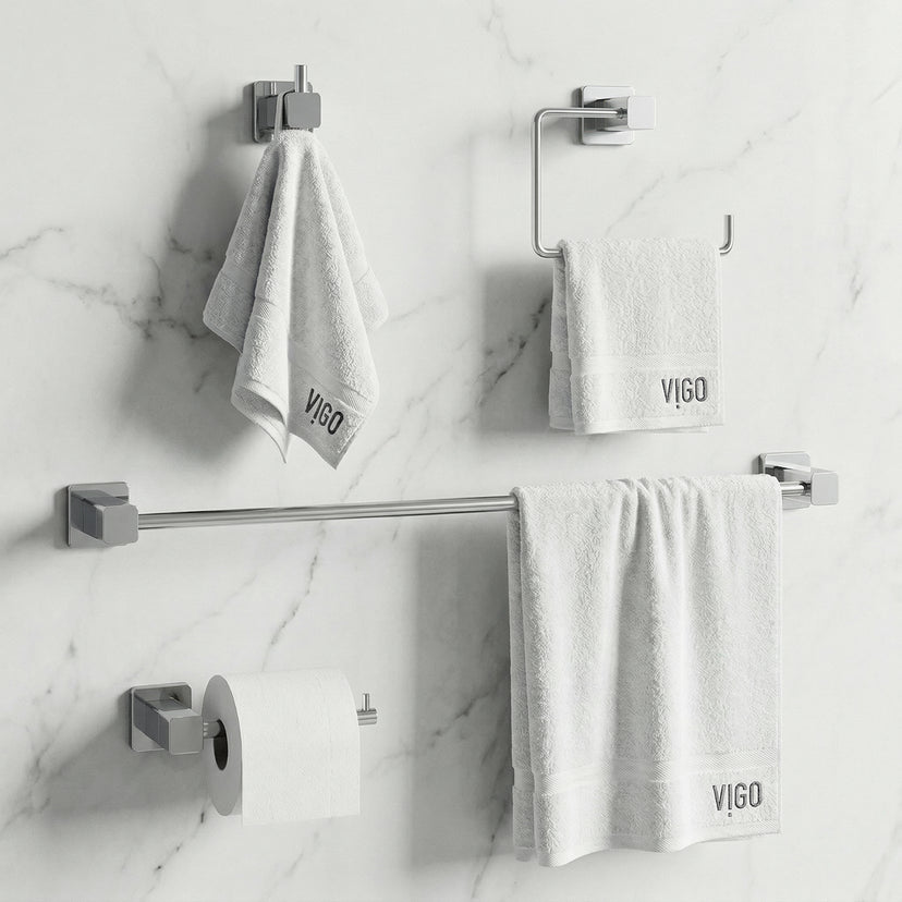Meridian 4-Piece Bath Hardware Set with 24 in. Towel Bar, Toilet Paper Holder, Hand Towel Holder, Hook