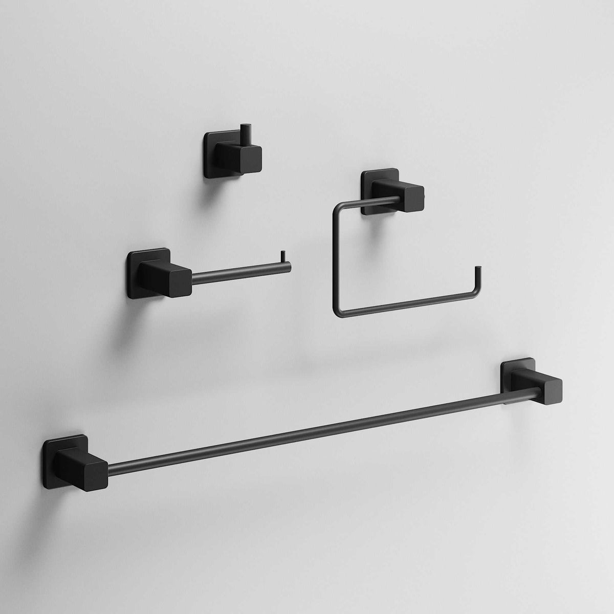Meridian 4-Piece Bath Hardware Set with 24 in. Towel Bar, Toilet Paper Holder, Hand Towel Holder, Hook