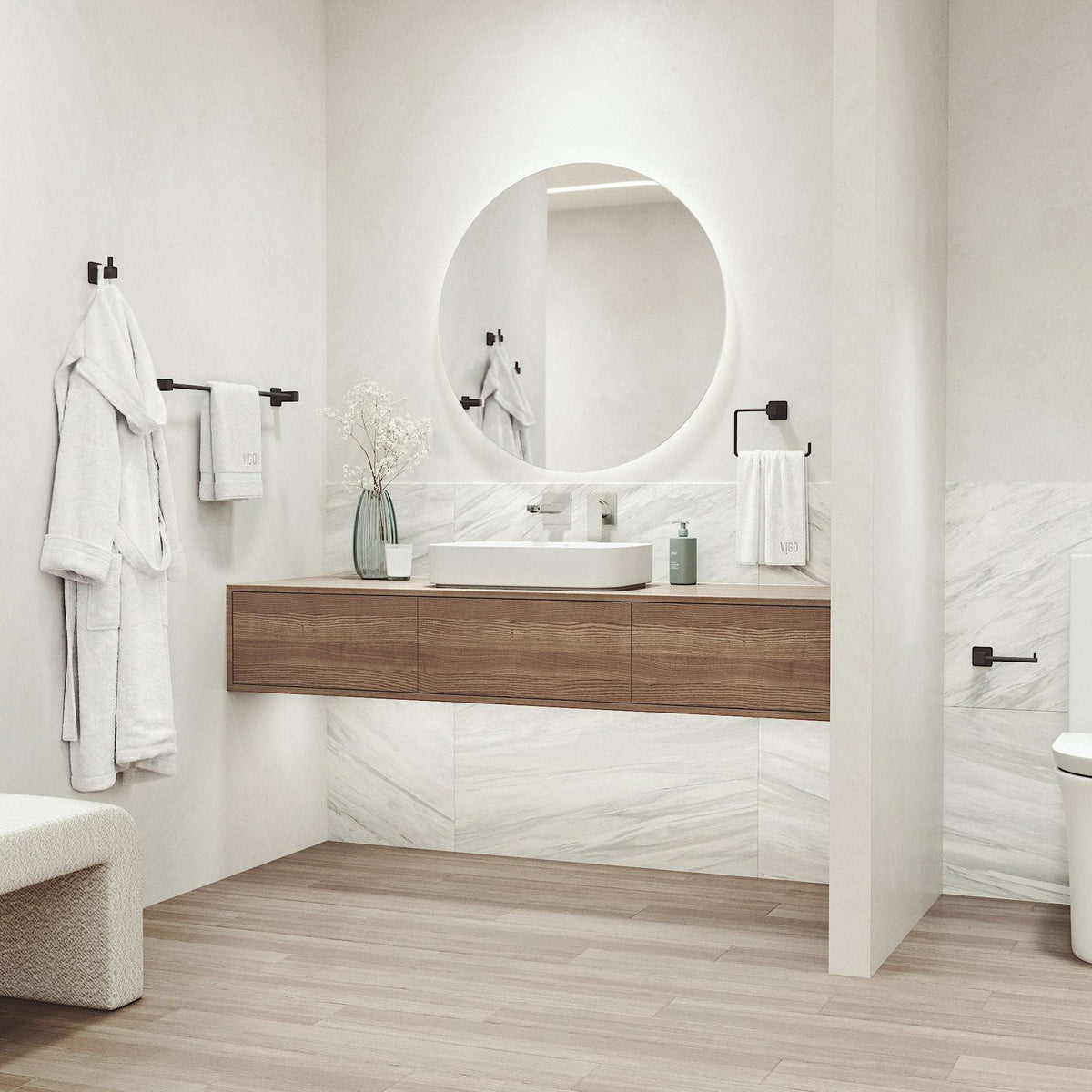 Meridian 4-Piece Bath Hardware Set with 24 in. Towel Bar, Toilet Paper Holder, Hand Towel Holder, Hook