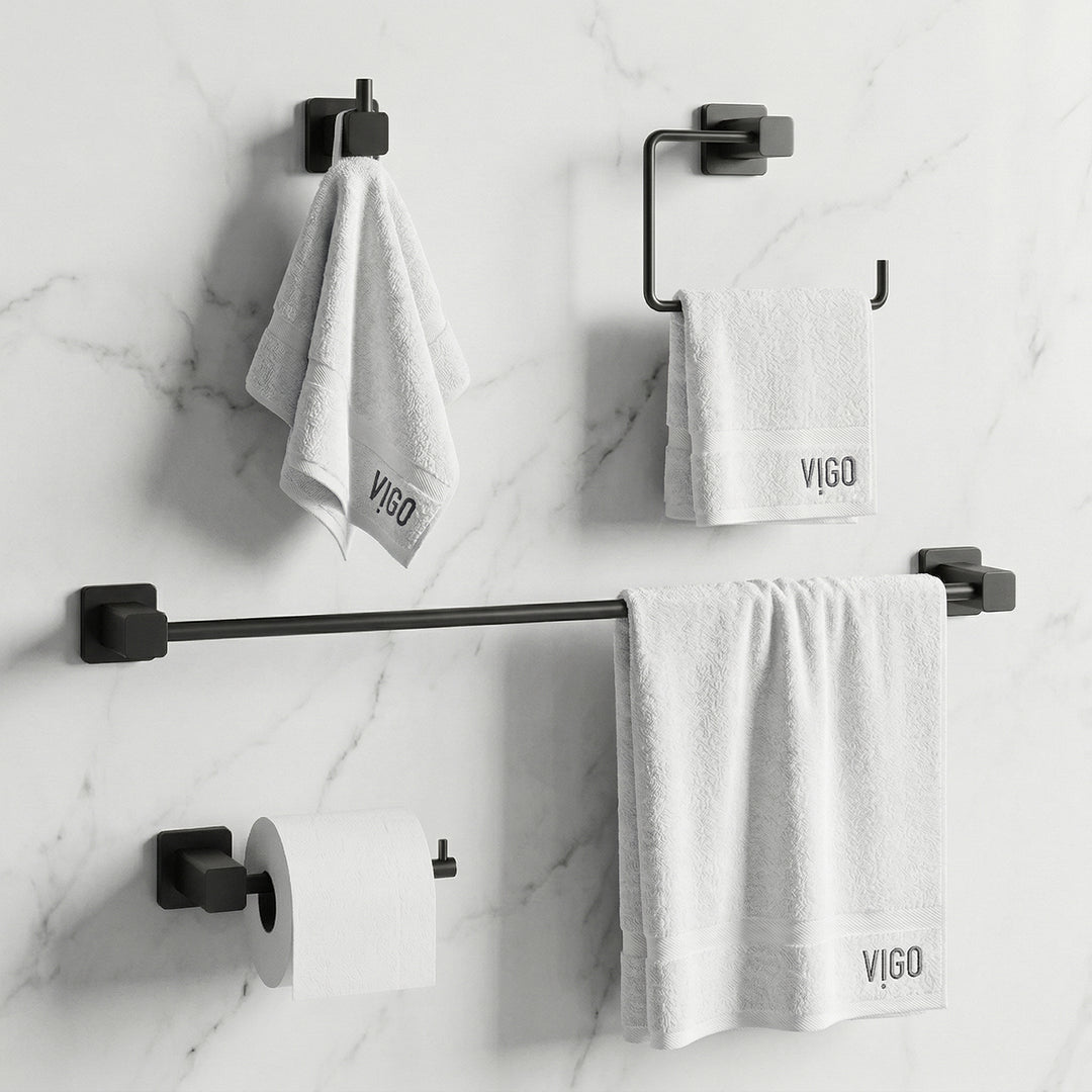 Meridian 4-Piece Bath Hardware Set with 24 in. Towel Bar, Toilet Paper Holder, Hand Towel Holder, Hook