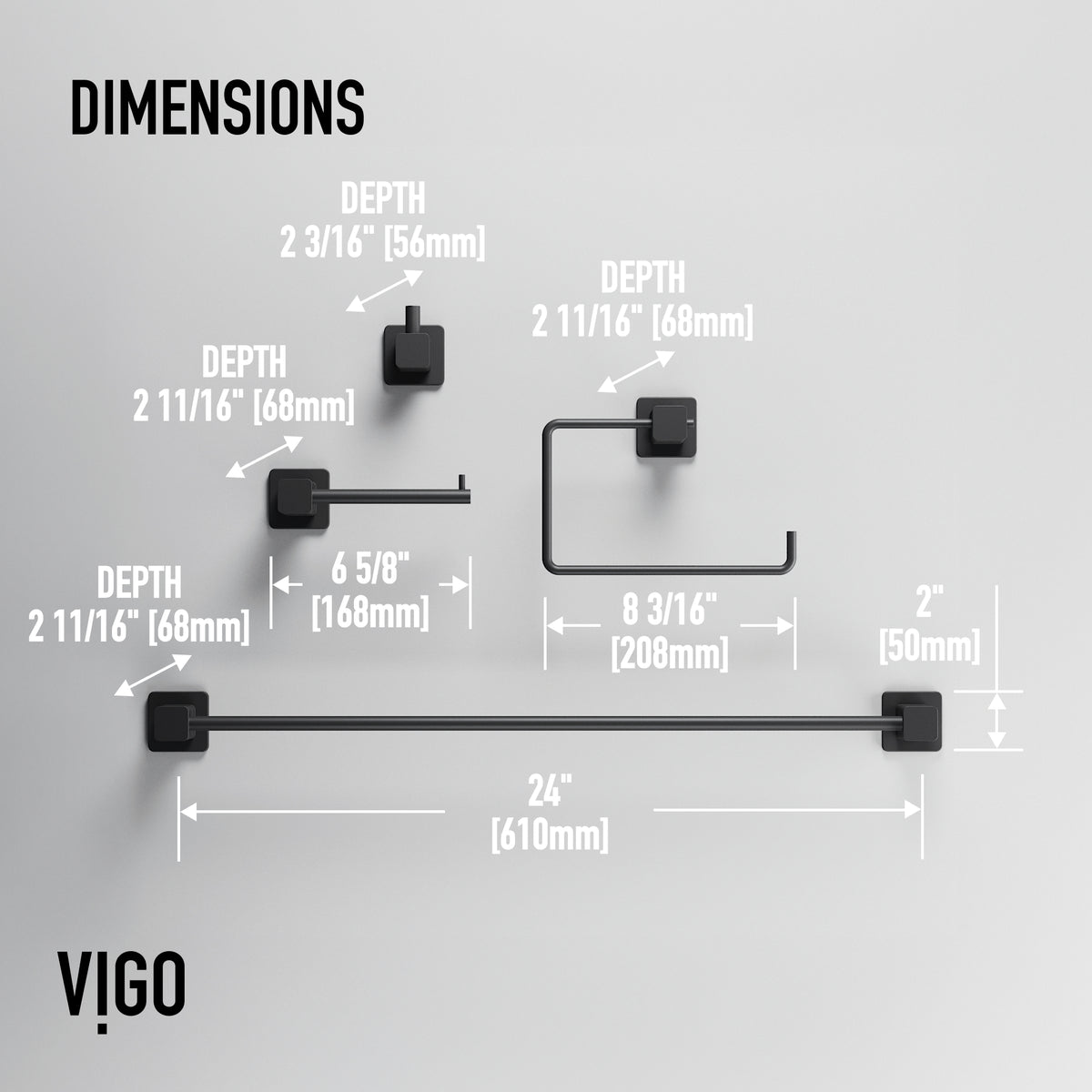 Meridian 4-Piece Bath Hardware Set with 24 in. Towel Bar, Toilet Paper Holder, Hand Towel Holder, Hook