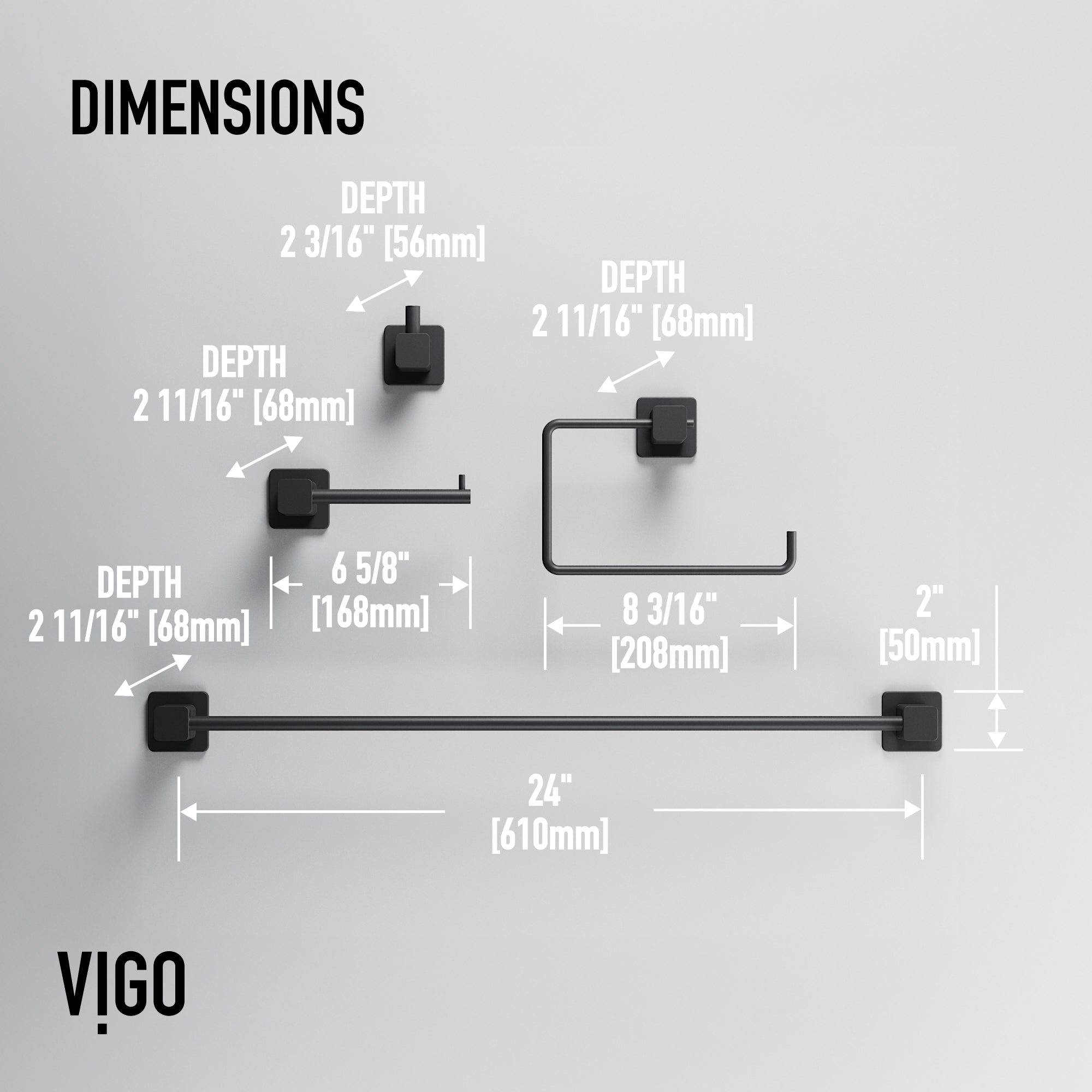 Meridian 4-Piece Bath Hardware Set with 24 in. Towel Bar, Toilet Paper Holder, Hand Towel Holder, Hook