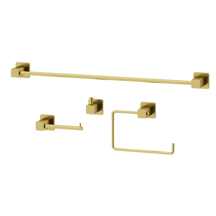 Meridian 4-Piece Bath Hardware Set with 24 in. Towel Bar, Toilet Paper Holder, Hand Towel Holder, Hook