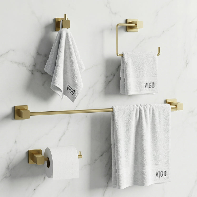 Meridian 4-Piece Bath Hardware Set with 24 in. Towel Bar, Toilet Paper Holder, Hand Towel Holder, Hook