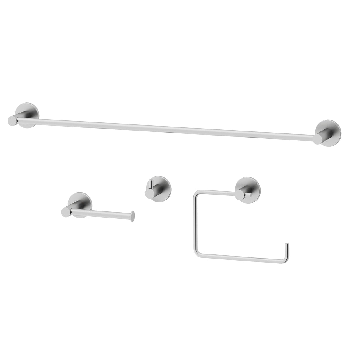 Cass 4-Piece Bath Hardware Set with 24 in. Towel Bar, Toilet Paper Holder, Hand Towel Holder, Hook