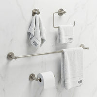 Cass 4-Piece Bath Hardware Set with 24 in. Towel Bar, Toilet Paper Holder, Hand Towel Holder, Hook