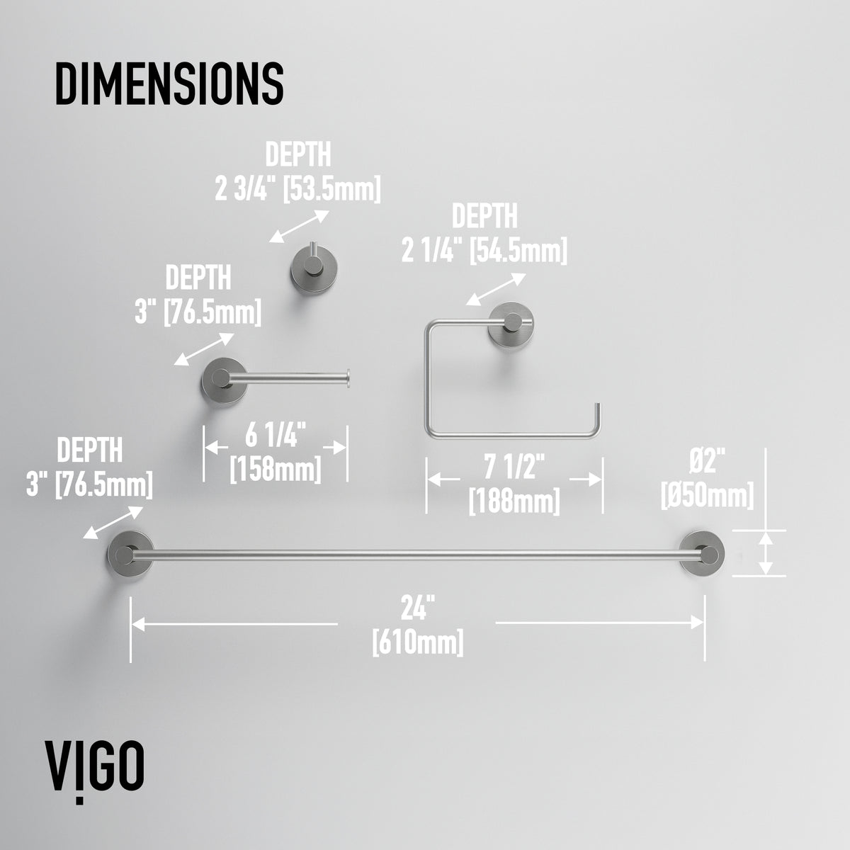 Cass 4-Piece Bath Hardware Set with 24 in. Towel Bar, Toilet Paper Holder, Hand Towel Holder, Hook
