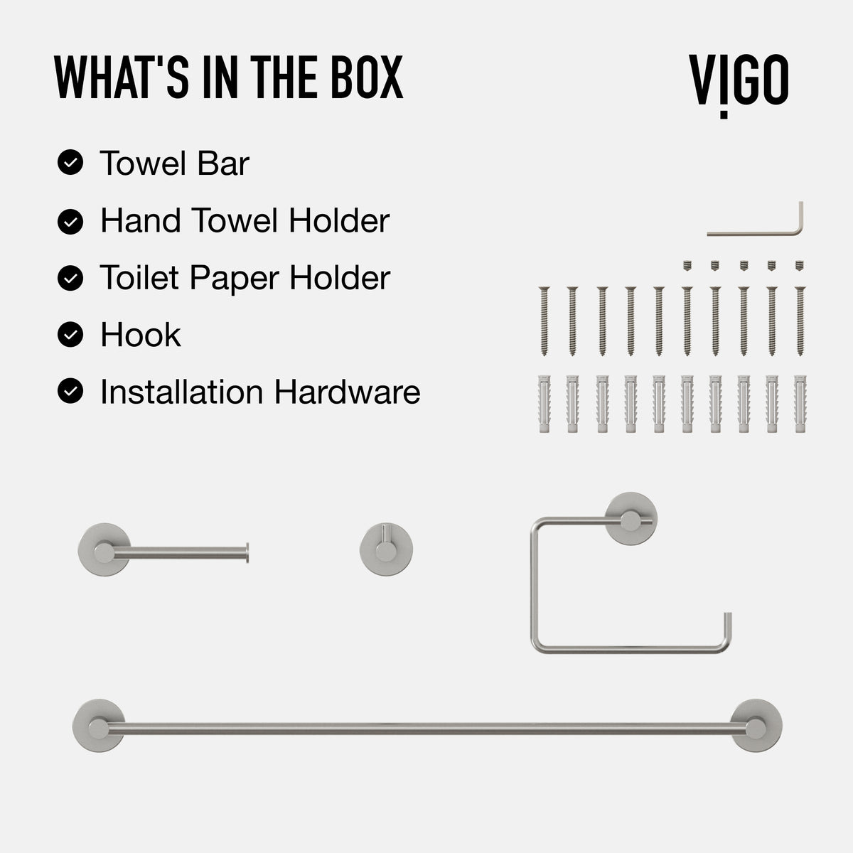 Cass 4-Piece Bath Hardware Set with 24 in. Towel Bar, Toilet Paper Holder, Hand Towel Holder, Hook