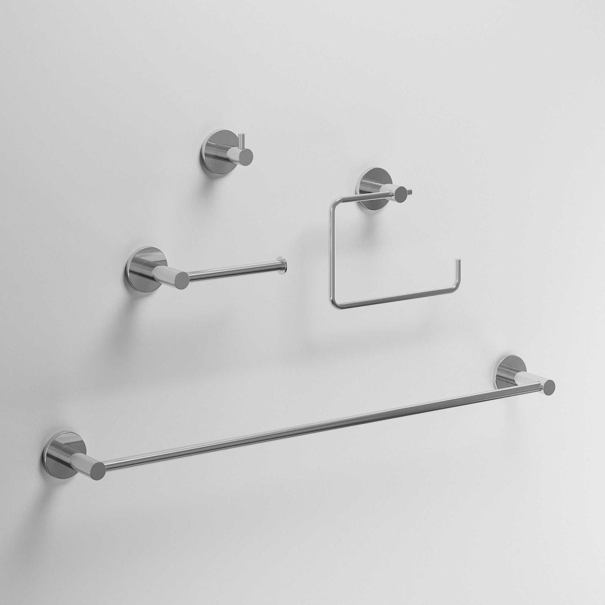 Cass 4-Piece Bath Hardware Set with 24 in. Towel Bar, Toilet Paper Holder, Hand Towel Holder, Hook