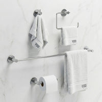 Cass 4-Piece Bath Hardware Set with 24 in. Towel Bar, Toilet Paper Holder, Hand Towel Holder, Hook