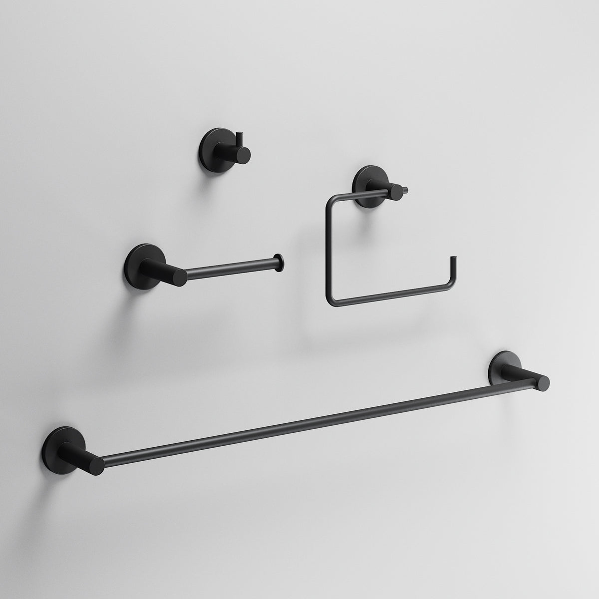 Cass 4-Piece Bath Hardware Set with 24 in. Towel Bar, Toilet Paper Holder, Hand Towel Holder, Hook