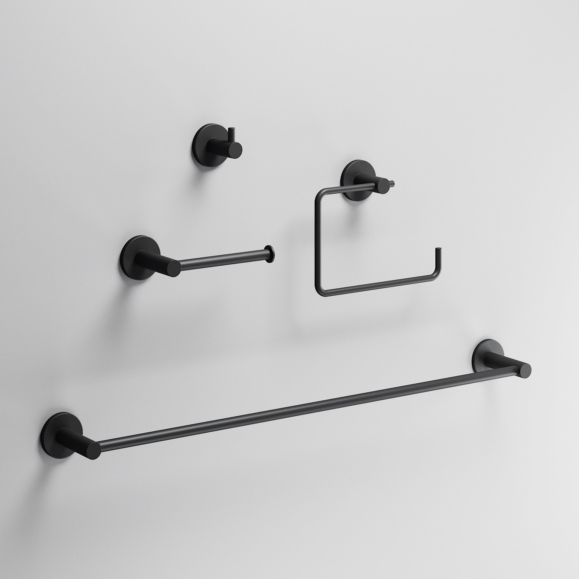 Cass 4-Piece Bath Hardware Set with 24 in. Towel Bar, Toilet Paper Holder, Hand Towel Holder, Hook