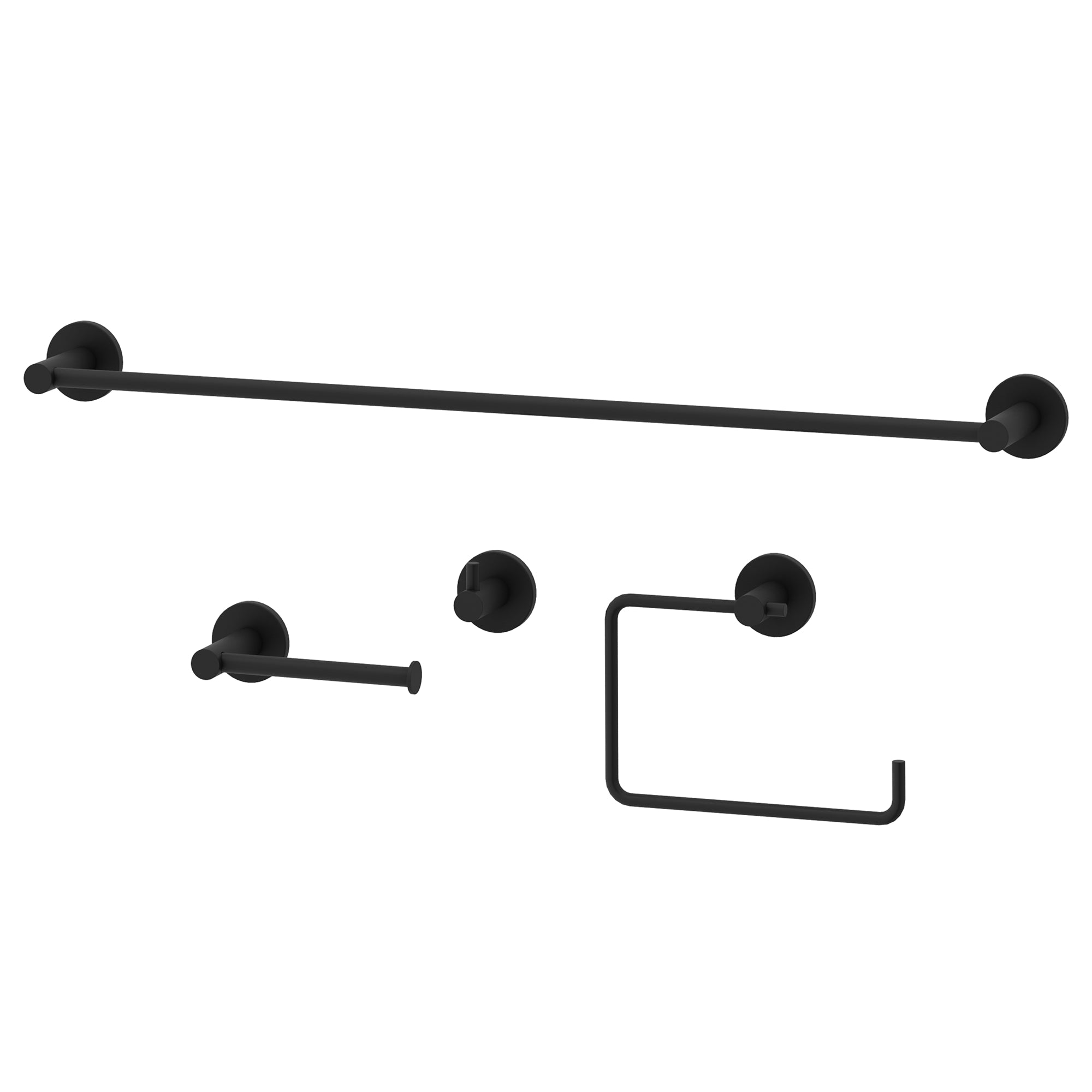 Cass 4-Piece Bath Hardware Set with 24 in. Towel Bar, Toilet Paper Holder, Hand Towel Holder, Hook
