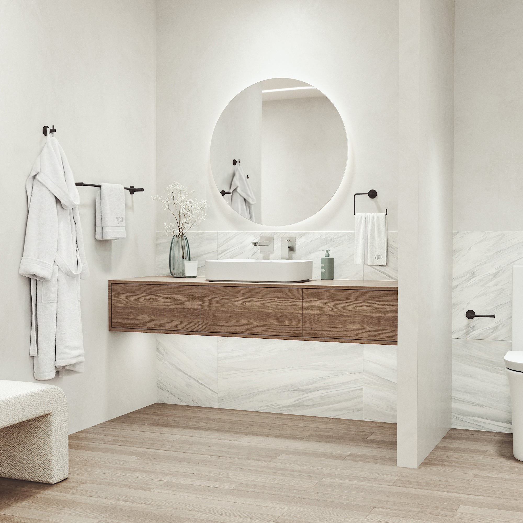 Cass 4-Piece Bath Hardware Set with 24 in. Towel Bar, Toilet Paper Holder, Hand Towel Holder, Hook