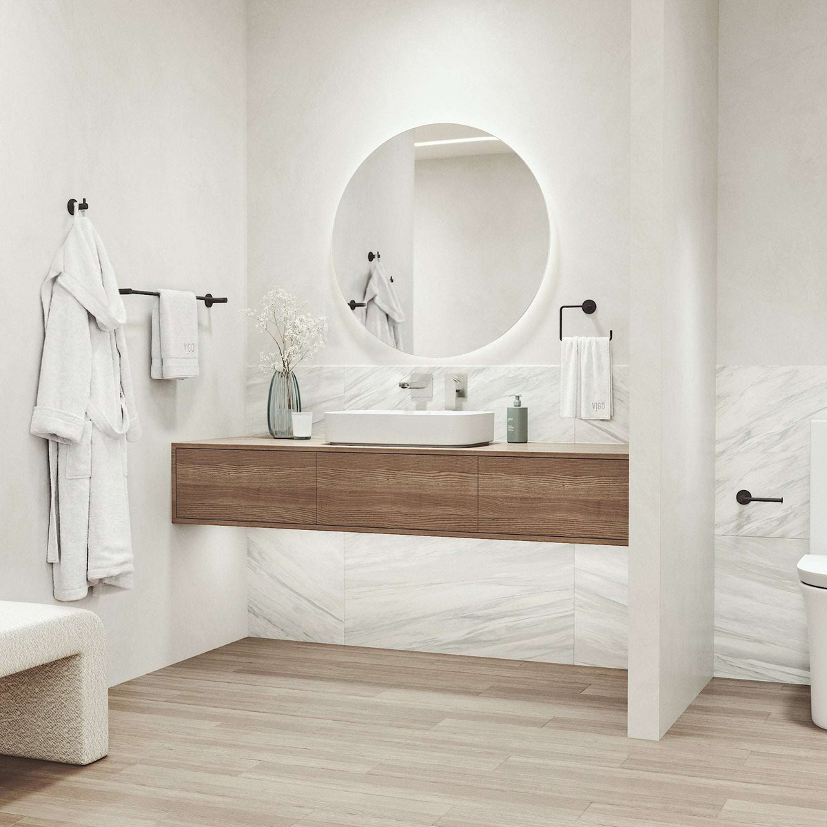 Cass 4-Piece Bath Hardware Set with 24 in. Towel Bar, Toilet Paper Holder, Hand Towel Holder, Hook