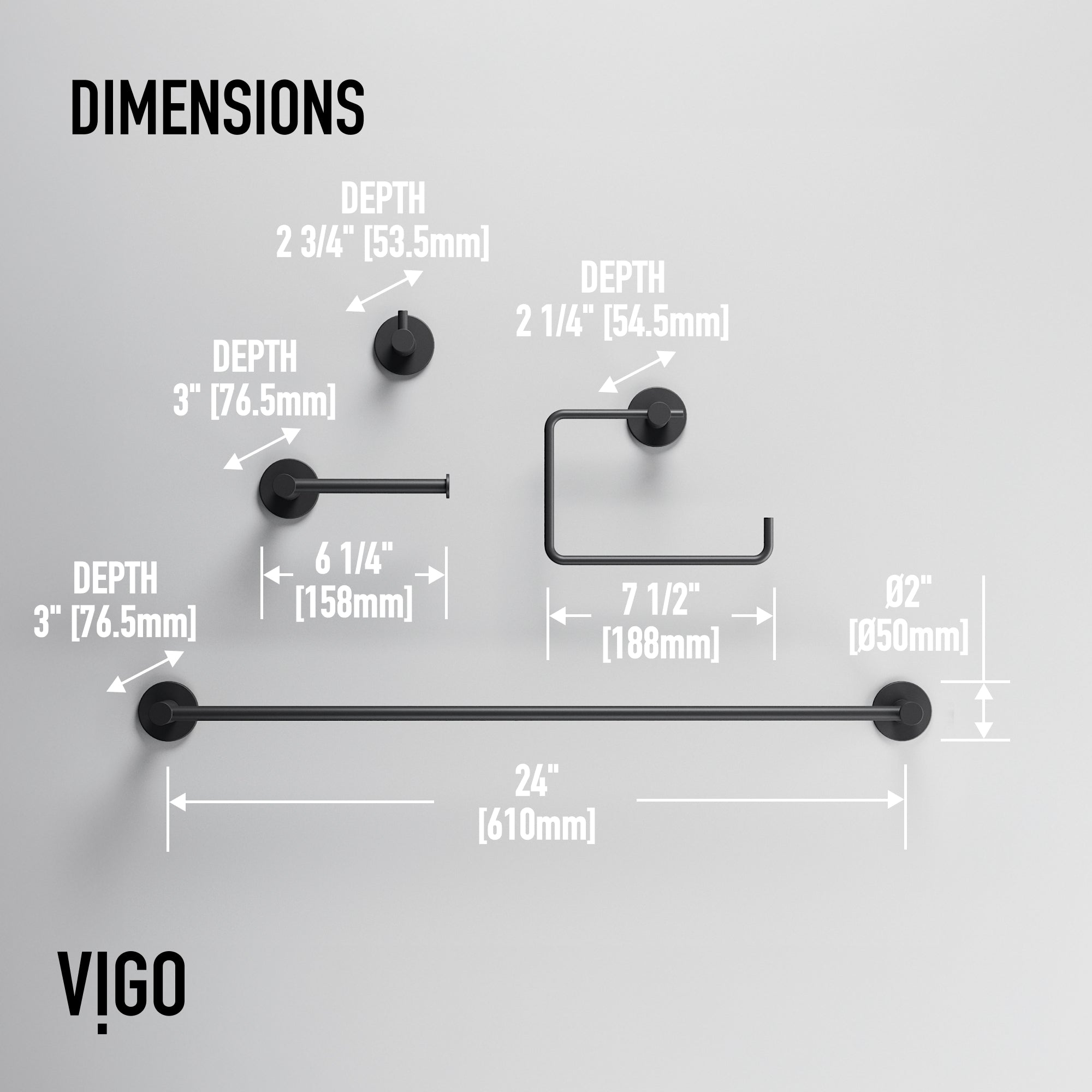 Cass 4-Piece Bath Hardware Set with 24 in. Towel Bar, Toilet Paper Holder, Hand Towel Holder, Hook