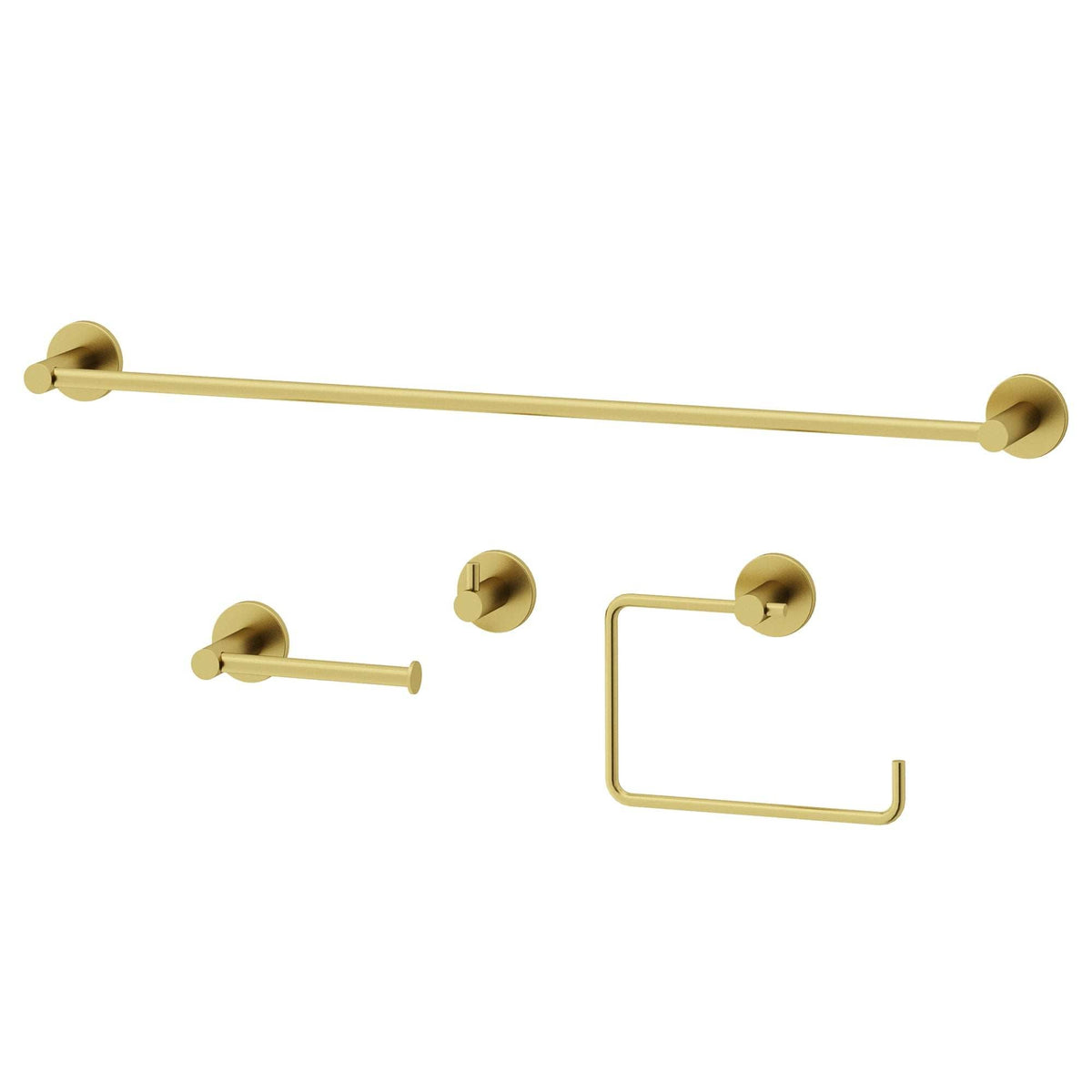 Cass 4-Piece Bath Hardware Set with 24 in. Towel Bar, Toilet Paper Holder, Hand Towel Holder, Hook