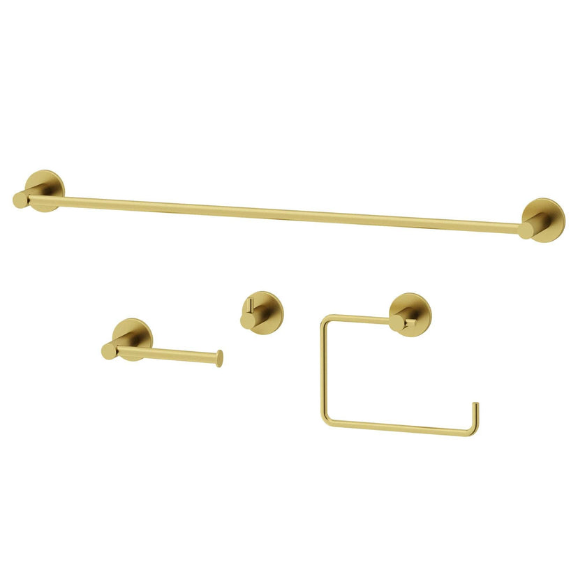 Cass 4-Piece Bath Hardware Set with 24 in. Towel Bar, Toilet Paper Holder, Hand Towel Holder, Hook