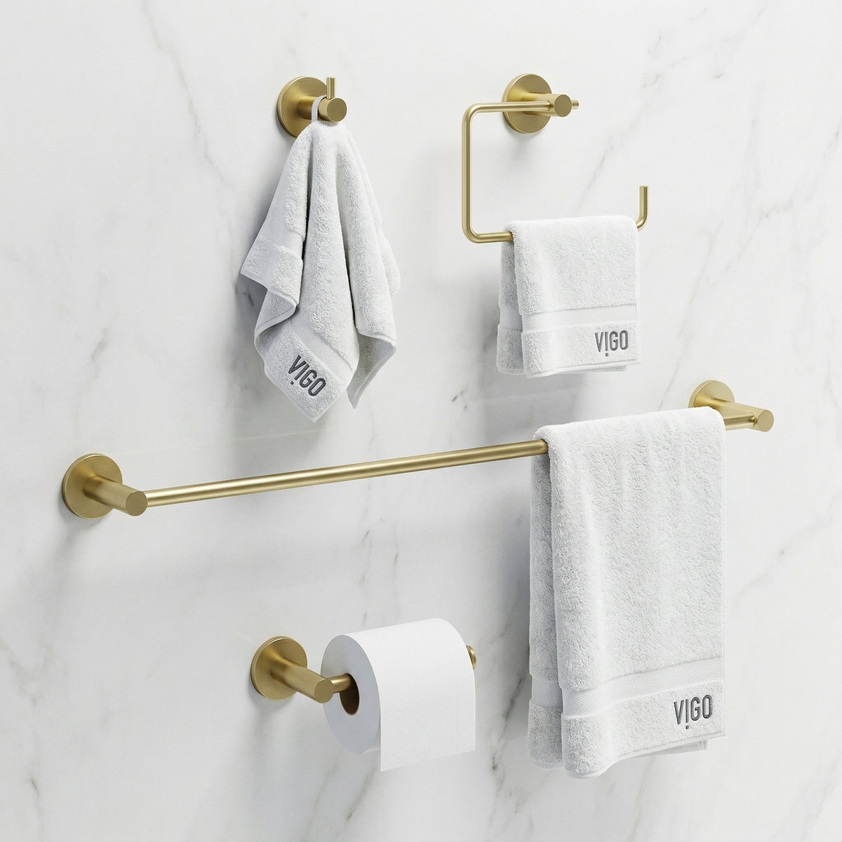 Cass 4-Piece Bath Hardware Set with 24 in. Towel Bar, Toilet Paper Holder, Hand Towel Holder, Hook