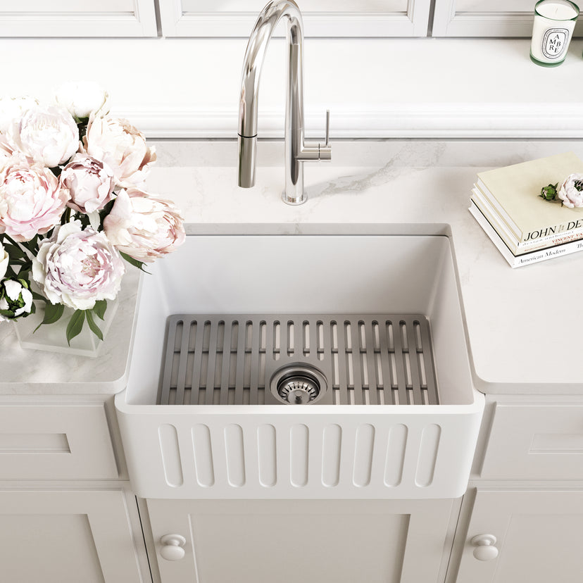 Corrosion resistant matte white sink with tight radius corners and workstation design