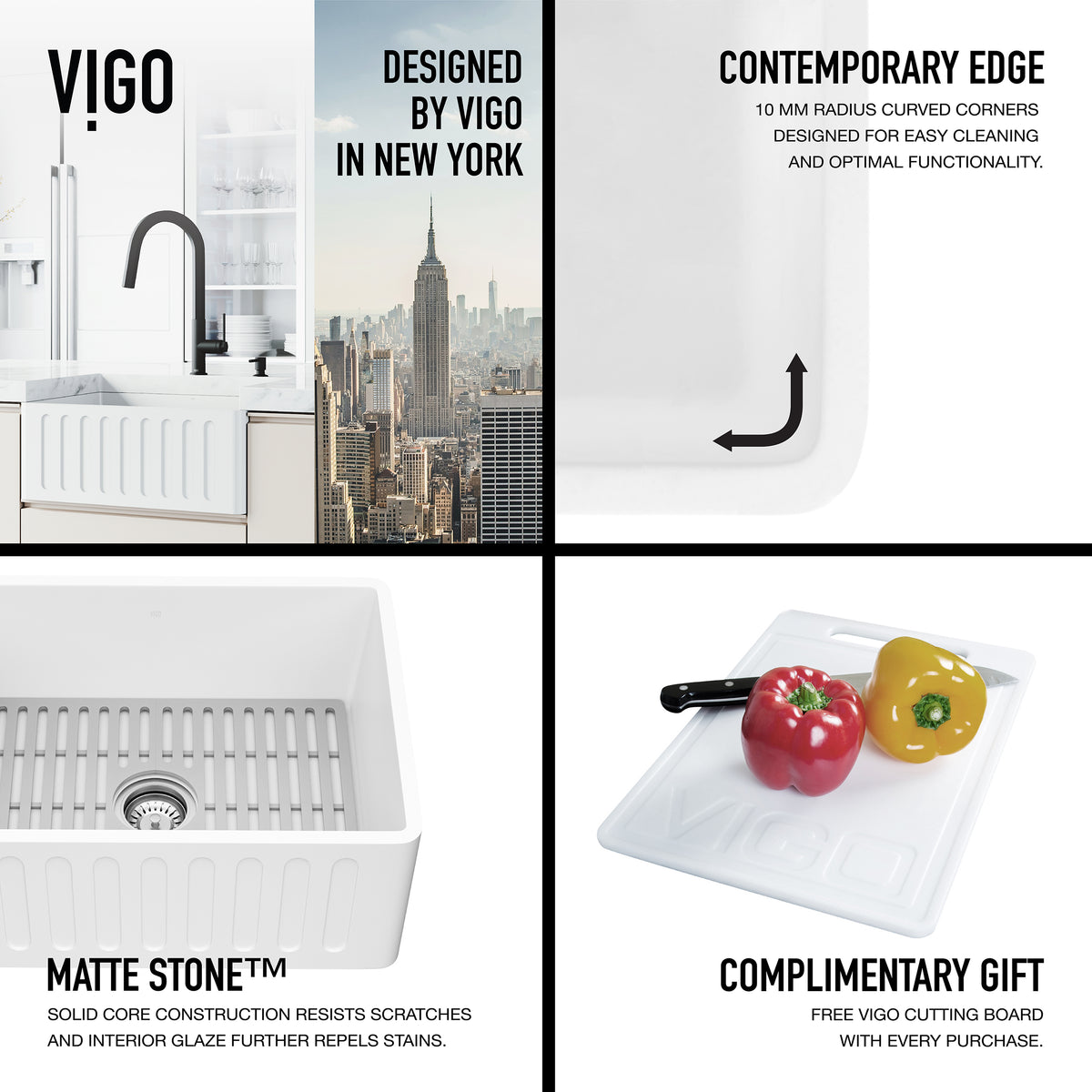Farmhouse style sink with rectangular shape and modern contemporary design