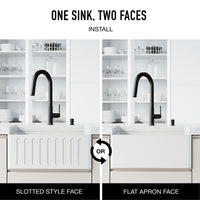 Workstation kitchen sink with matte white finish and tight radius corners