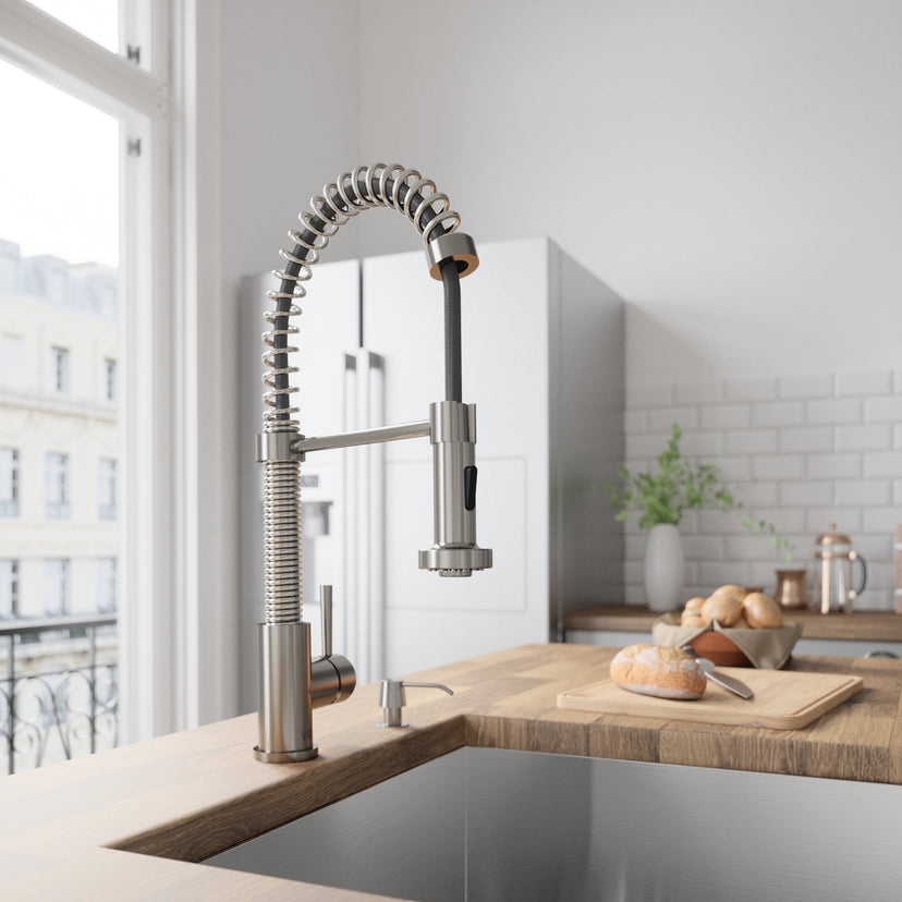 Handmade stainless steel kitchen accessory, deck mount with scratch resistant and fade resistant finish